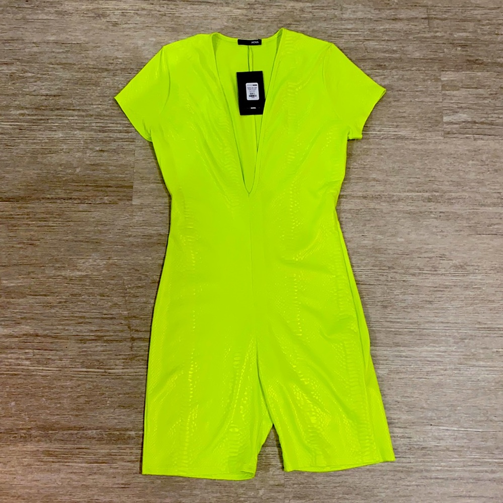Neon Yellow snake print romper
